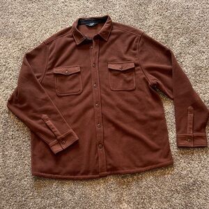 Men's Brown fleece button down shirt
